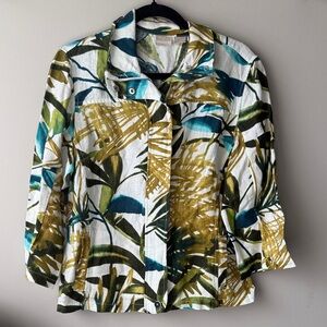 Chico’s 100% linen Tropical Print Women's jacket